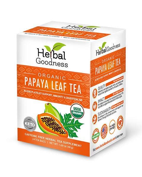 Papaya Leaf Tea - Organic - 24/2g Tea bags - Blood Platelets, Digestion & Immunity - Herbal Goodness