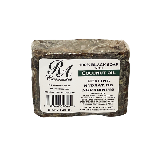 African Black Soap Bar, Coconut Oil - 5 oz