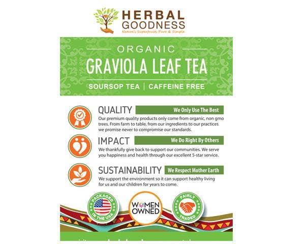 Soursop Leaf Tea - Graviola Extract - Organic Teabags 24/1g - Cell Immunity & Relaxation - Herbal Goodness