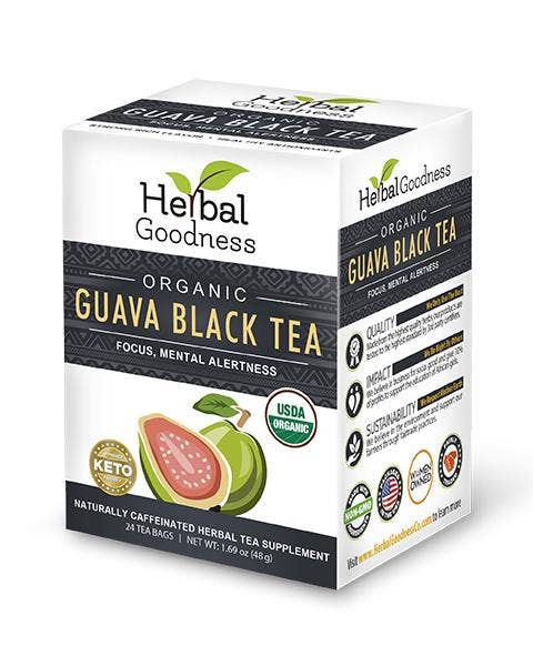 Guava Black Tea - Organic 24/2g Teabags - Clarify, Energy, Focus & Mental Alertness - Herbal Goodness