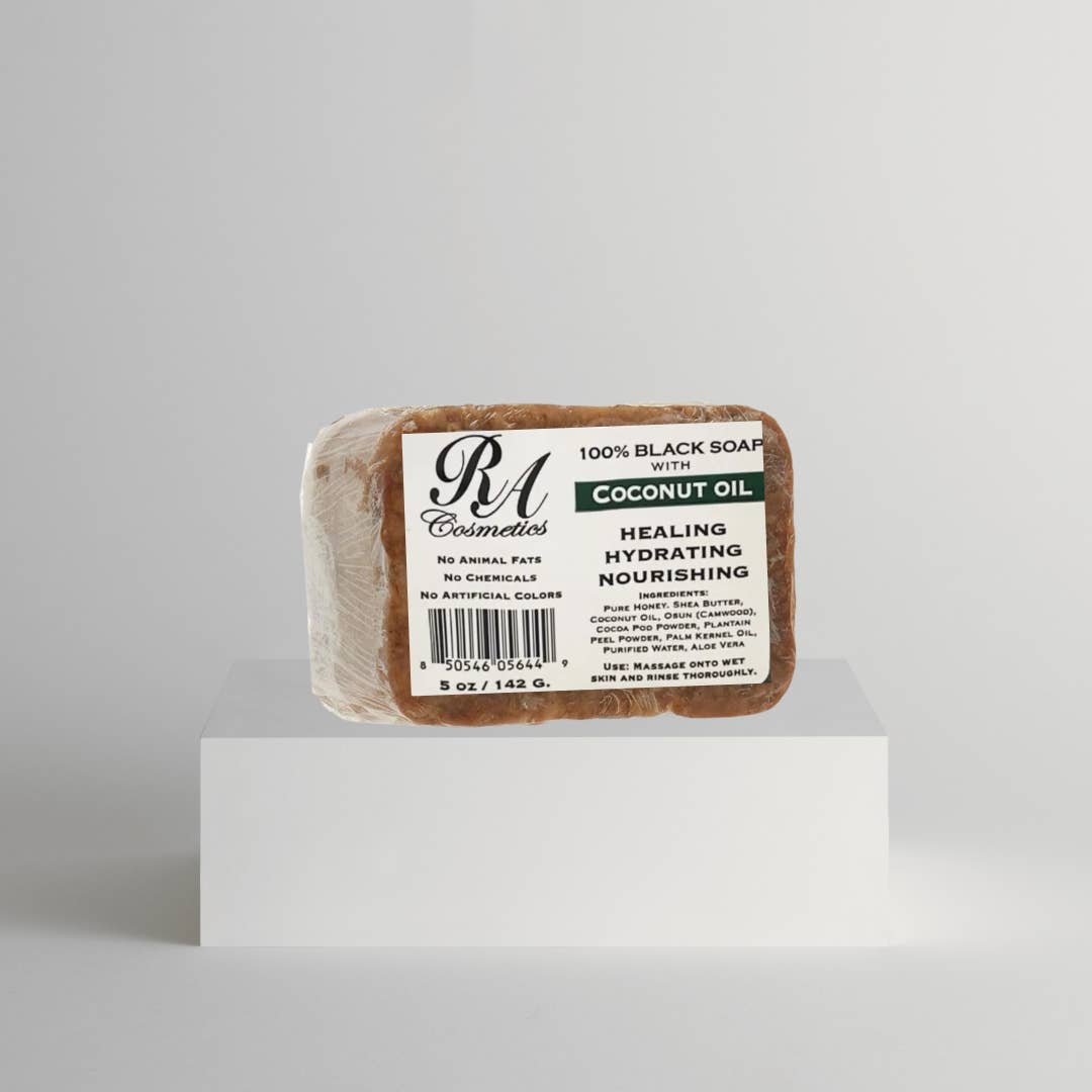African Black Soap Bar, Coconut Oil - 5 oz