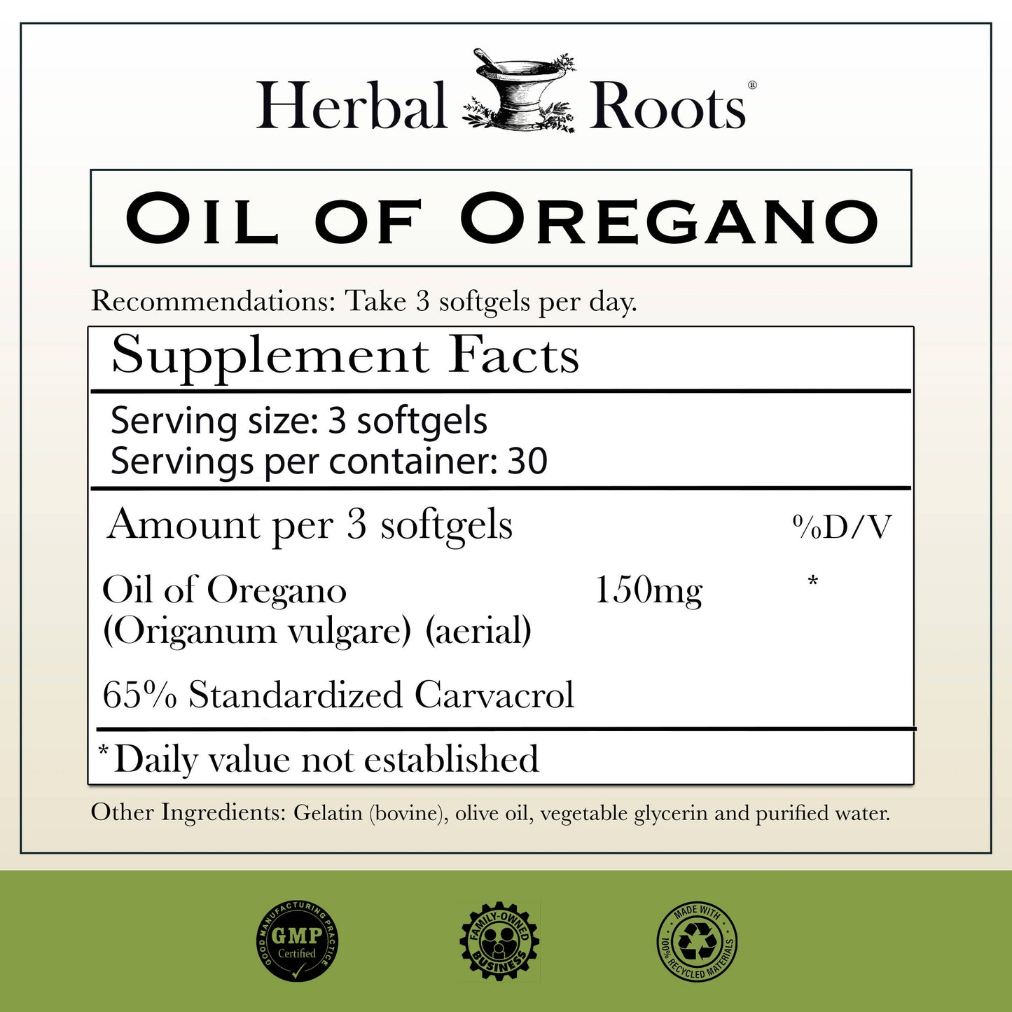 Herbal Roots Oil of Oregano Capsules