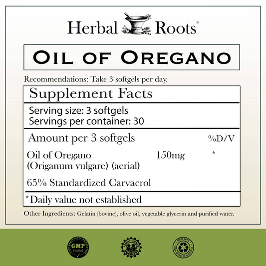 Herbal Roots Oil of Oregano Capsules