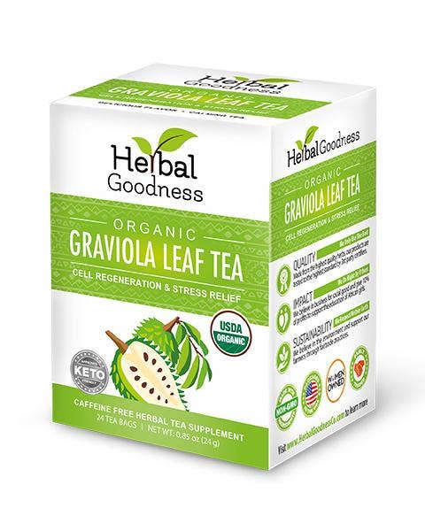 Soursop Leaf Tea - Graviola Extract - Organic Teabags 24/1g - Cell Immunity & Relaxation - Herbal Goodness