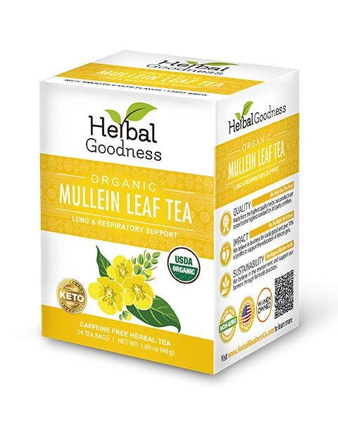 Mullein Leaf Tea - Organic 24/2g - Lung & Respiratory Support - Herbal Goodness