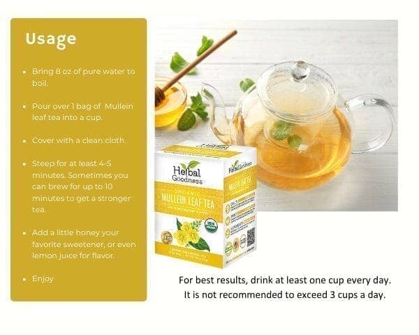 Mullein Leaf Tea - Organic 24/2g - Lung & Respiratory Support - Herbal Goodness